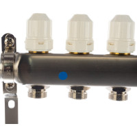 Коллекторная группа в сборе с термостатическими и запорными клапанами ONDO нерж сталь,11 вых. OKGSP011