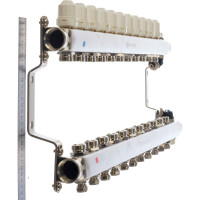 Коллекторная группа в сборе с термостатическими и запорными клапанами ONDO нерж сталь,11 вых. OKGSP011