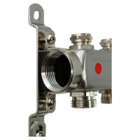 Коллекторная группа в сборе с термостатическими и запорными клапанами ONDO нерж сталь, 5 вых. OKGSP005