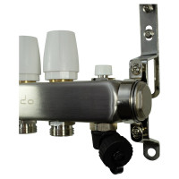 Коллекторная группа в сборе с термостатическими и запорными клапанами ONDO нерж сталь, 12 вых. OKGSP012