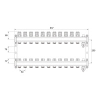 Коллекторная группа в сборе с термостатическими и запорными клапанами ONDO нерж сталь,11 вых. OKGSP011