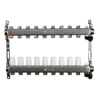 Коллекторная группа в сборе с термостатическими и запорными клапанами ONDO нерж сталь, 9 вых. OKGSP009