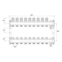 Коллекторная группа в сборе с термостатическими и запорными клапанами ONDO нерж сталь, 9 вых. OKGSP009