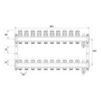 Коллекторная группа в сборе с термостатическими и запорными клапанами ONDO нерж сталь, 10 вых. OKGSP010