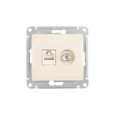 Розетка Systeme Electric Glossa бежевый TV+RJ45, кат.5E GSL000289