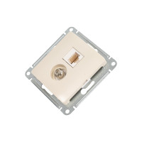 Розетка Systeme Electric Glossa бежевый TV+RJ45, кат.5E GSL000289