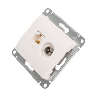 Двойная ТВ + компьютерная розетка Systeme Electric Glossa RJ45, кат. 5Е, механизм, молочный GSL000989