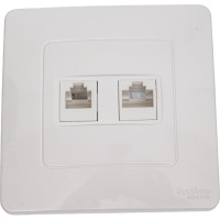 Двойная розетка Systeme Electric BLANCA, С/У, комплект RJ45 категория 5E + телефонная RJ11, белый BLNIS045111