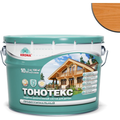 Защитно-декоративный состав для дерева KRONA Тонотекс (орегон; 10 л) 66332608