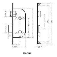 Врезной замок с ручками Аллюр АРТ ЗВ4-70.08 AB старая бронза 10161