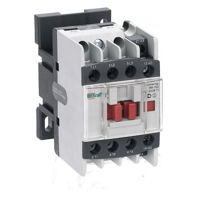 Контактор АС3 DEKraft КМ-103, 3 Р, 12 А, 220 В, 1НО+1НЗ 22108DEK