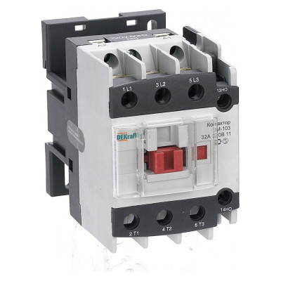 Контактор АС3 DEKraft КМ-103, 3 Р, 32 А, 220 В, 1НО+1НЗ 22123DEK
