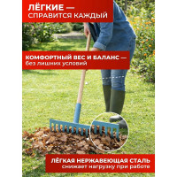 Грабли ООО Агростройлидер 12-ти зубые прямые с черенком в сборе, L=1,2 м САД-08.11.1