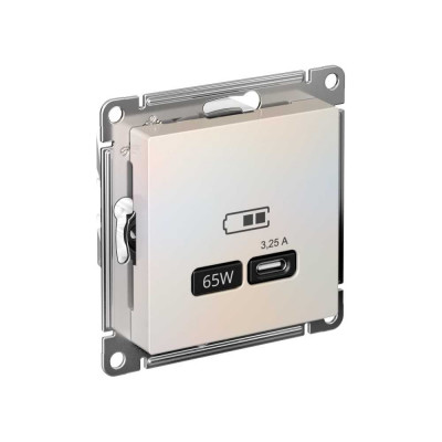 Розетка USB Systeme Electric ATLASDESIGN тип-C 65W высокоскор.заряд. QC, PD, механизм, ЖЕМЧУГ ATN000427