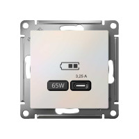 Розетка USB Systeme Electric ATLASDESIGN тип-C 65W высокоскор.заряд. QC, PD, механизм, ЖЕМЧУГ ATN000427