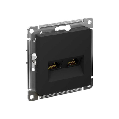 Розетка двойная компьютерная Systeme Electric (Schneider Electric) ATLASDESIGN RJ45+RJ45, кат.5E,, КАРБОН ATN001085
