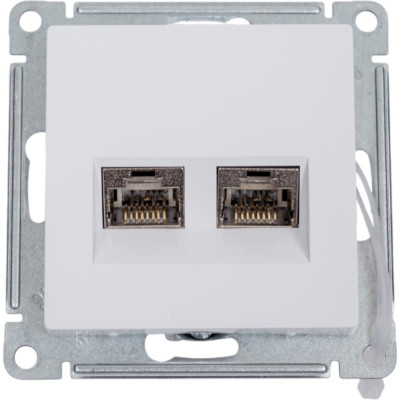 Двойная компьютерная розетка Systeme Electric ATLASDESIGN RJ45+RJ45, кат.6А, механизм, БЕЛЫЙ ATN000188