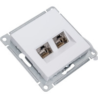 Двойная компьютерная розетка Systeme Electric ATLASDESIGN RJ45+RJ45, кат.6А, механизм, БЕЛЫЙ ATN000188