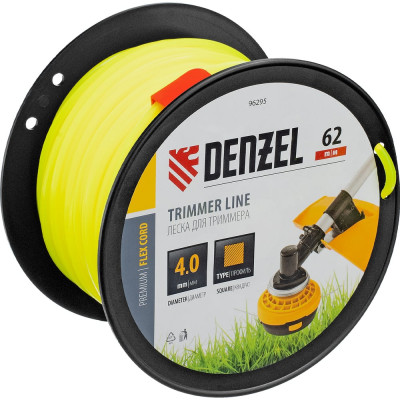Леска FLEX CORD квадрат 4 мм, 62 м, на DIN катушке для триммера Denzel 96295