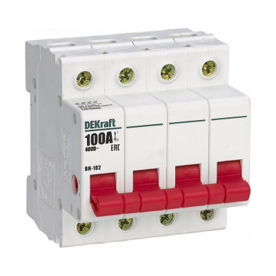 Выключатель нагрузки Dekraft ВН-102, 4 Р, 100 А, 400 В 17016DEK