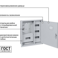 Встраиваемый распределительный учетный щит ЩУРВ-3/24 1 дверный 580х520х165 TDM ELECTRIC SQ0905-0030
