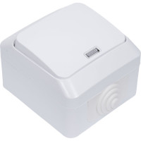 1-клавишный выключатель Systeme Electric Lexel Этюд Белый с подсветкой IP44, наружный BA10-045B