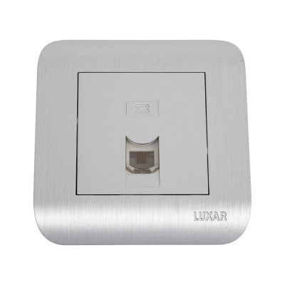 Телефонная розетка LUXAR Deco с/у RJ-11 серебро с рифленой рамкой 4606400620433