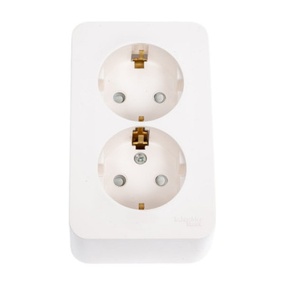 Розетка Systeme Electric BLANCA двойная, с заземлением, со шторками, молочный BLNRA011202