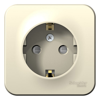 Розетка Systeme Electric BLANCA О/У с заземлением, со шторками, молочный BLNRA011102