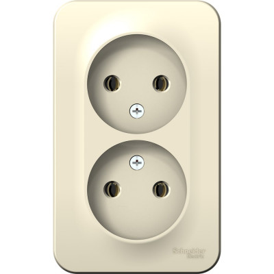 Двойная розетка Systeme Electric BLANCA, О/У, без заземления, без штор, 16А, 250В, молочный BLNRA000202