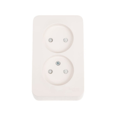 Двойная розетка Systeme Electric BLANCA, О/У, без заземления, со шторками, молочный BLNRA001212