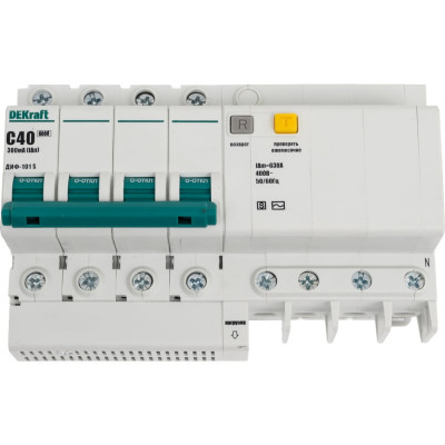 Дифференциальный селективный автомат Dekraft ДИФ101-4Р-040А-300-C-S 15317DEK