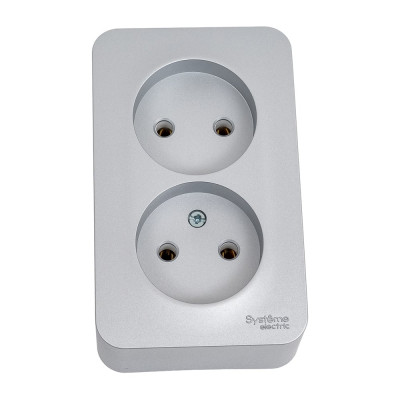 Розетка Systeme Electric Blanca о/у, двойная, без заземления, без шторок, 16а, 250в, алюминий BLNRA000203