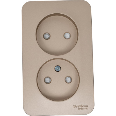 Розетка Systeme Electric Blanca о/у, двойная, без заземления, со шт., изол.пл., 16а, 250в, титан BLNRA001214