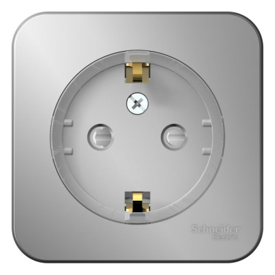 Розетка Systeme Electric Blanca о/у, с заземлением, со шторками, (компакт) изол.пл, 16а, 250в, алюминий BLNRA111113