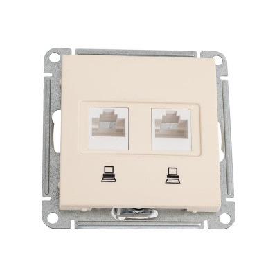 Механизм двойной компьютерной розетки Systeme Electric W59 rj45, категория 5e, слоновая кость RSI-251KK5E-2-86