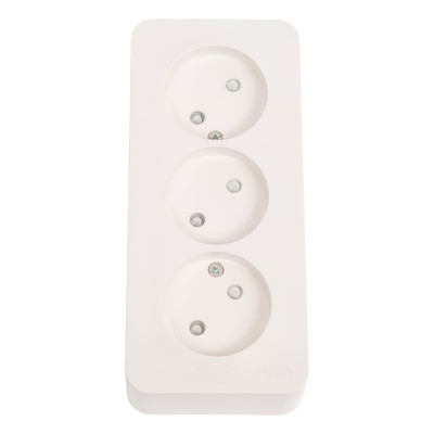Розетка Systeme Electric Blanca о/у, 3-я без заземления, со шторками, изол.пл., 16а, 250в, молочный BLNRA001312