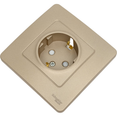 Розетка Systeme Electric Blanca с/у, с заземлением, со шторками, 16а, 250в, титан BLNRS001114