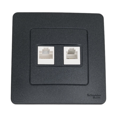 Двойная розетка: компьютерная rj45, кат.5e + телефонная rj11 Systeme Electric Blanca с/у, антрацит BLNIS045116