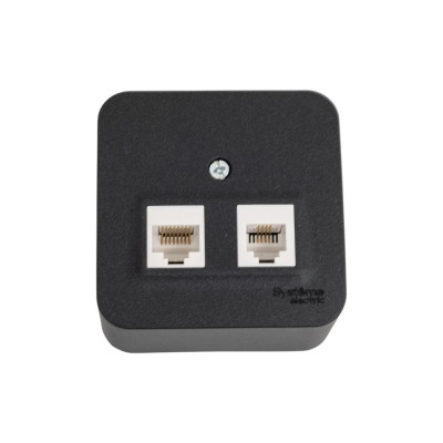 Двойная розетка: компьютерная rj45, кат.5e + телефонная rj11 Systeme Electric Blanca о/у, изол.пл.,антрацит BLNIA045116