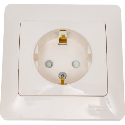 Розетка Systeme Electric Glossa с заземлением со шторками, 16а, 250в, в сборе, молочный GSL000944