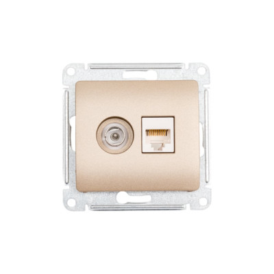 Двойная розетка: тв + компьютерная Systeme Electric Glossa rj45, кат. 5е, механизм, титан GSL000489