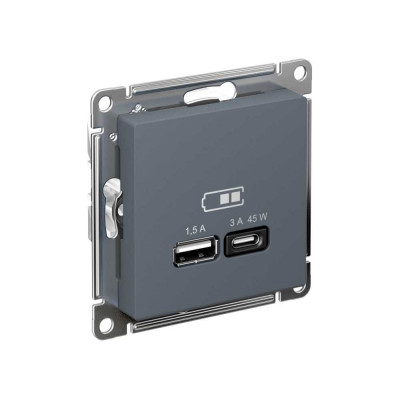 Usb розетка a + тип-c Systeme Electric Atlasdesign 45w высокоскор.заряд. qc,pd, механизм, грифель ATN000729
