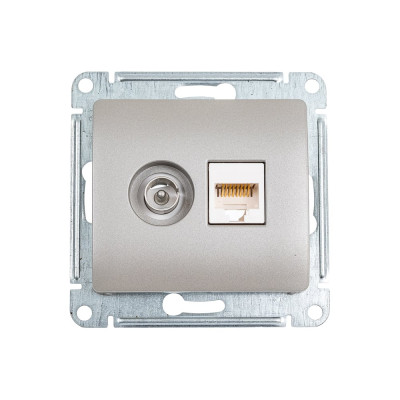 Двойная розетка: тв + компьютерная Systeme Electric Glossa rj45, кат. 5е, механизм, платина GSL001289