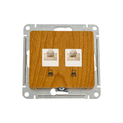 Механизм двойной компьютерной розетки Systeme Electric Glossa rj45+rj45, категория 5e, дуб GSL000585KK