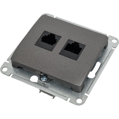Механизм двойной розетки Systeme Electric Glossa rj11+rj45, категория 5e, графит GSL001385