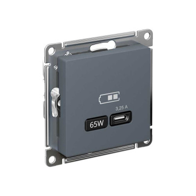 Розетка Systeme Electric Atlasdesign usb тип-c 65w высокоскор.заряд. qc, pd, механизм, грифель ATN000727