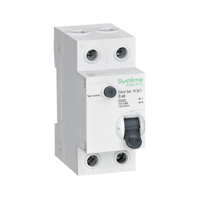 Автоматический выключатель дифференциального тока Systeme Electric АВДТ City9 set 1p+n с, 40 А, 4.5 kА, 30 мА, тип-a, 230 В C9D55640
