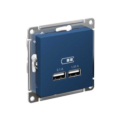 2-местная розетка usb Systeme Electric Atlasdesign аквамарин, 5в, 2,1 а ATN001133