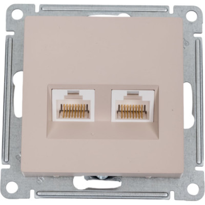 Компьютерная 2-местная розетка rj45+rj45 Systeme Electric Atlasdesign песочный, кат.5e ATN001285